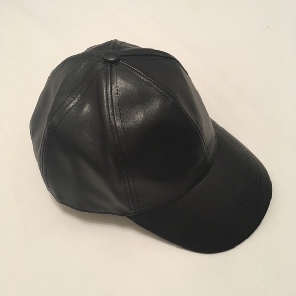 Black Faux Leather Dad Hat - Picture 3 of 7
